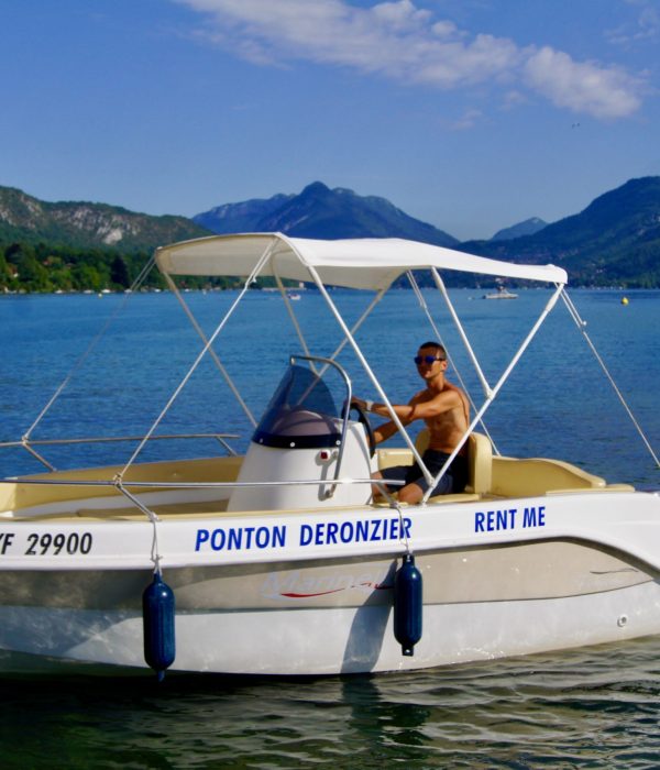 Location bateau sans permis lac Annecy 6 places 9.9 CV